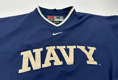 VTG Navy Midshipmen Nike CENTER SWOOSH Pullover Windbreaker Jacket Men's M RARE! • $35.95