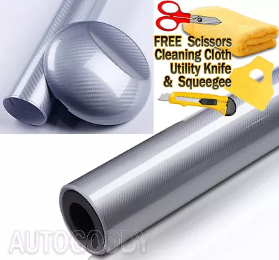 7D Premium Super Gloss Carbon Fiber Vinyl Film Wrap Bubble Free Air Release 6D • $7.98