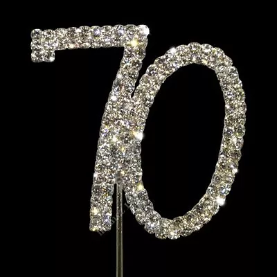 70th 70 DIAMANTE RHINESTONE CRYSTAL NUMBER PICKS Birthdays Or Anniversaries • £3.75