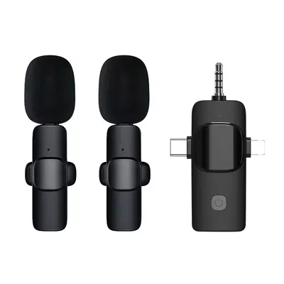 For Android/iphone 3 In 1 Wireless Lavalier Microphone Audio Video Recording Mic • £20.26