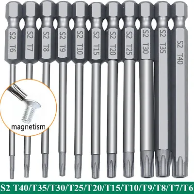 T5 - T50 Long Torx Screwdriver Driver Bit Hex Shank Set Security Magnetic Head • $4.82