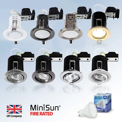 10 X Recessed Fire Rated Ceiling Downlights LED GU10 Spotlights Downlighters  • £49.99