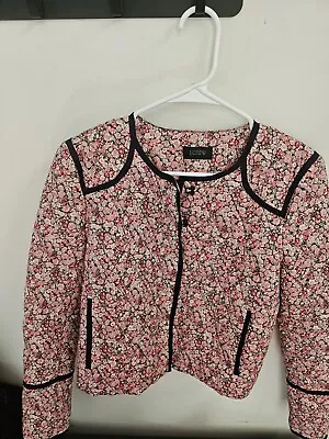 127 J Crew LIBERTY Floral Quilted Crop Floral Pink Jacket Blazer 0 • $14.50