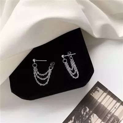 Surgical Stainless Steel 3 Layers Triple Chain Hypoallergenic Earrings 3.5-4cm • $8.99