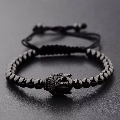 Mens 18k Gold Plated  Buddha Head Micro Zircon Beads Braiding Macrame Bracelets • $3.28