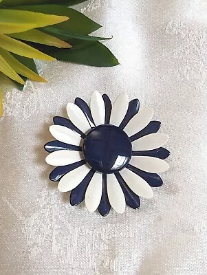 Vintage Flower Blue White Enamel Painted 3D Metal Brooch Pin Wedding Bouquet • $10