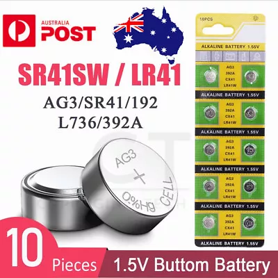 10x 1.55V AG3 Button Batteries Cell Coin Alkaline Battery LR41 L736 384 SR41 392 • $4.06