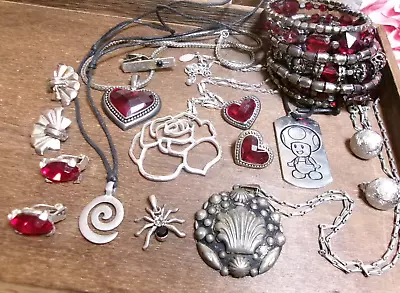 Vtg-Now Silver Tones Jewelry Lot~Guess~Super Mario Toad~Alpaca~Wear Or Repair • $9.99