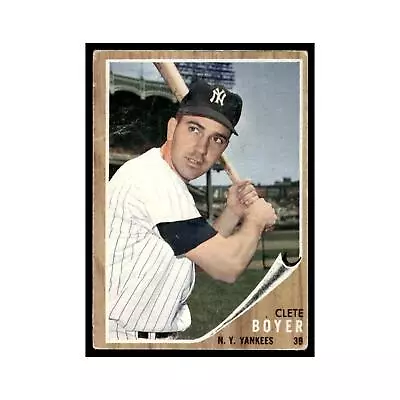 1962 Topps Baseball Card (Damaged) Clete Boyer Yankees #490 • $3.80