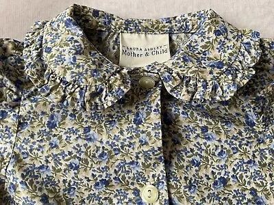 Vintage Laura Ashley Mother & Child Cornflower Blue Flower Blouse Age 6mths • £12