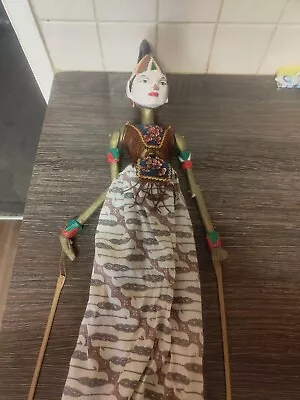 VINTAGE INDONESIAN Marionette WOODEN  PUPPET DOLL • £35