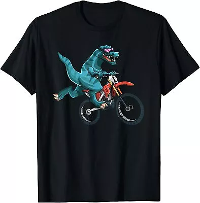 Funny Dino On Dirt Bike T-Rex Lover Rider Motorcycle Unisex T-Shirt • $13.73