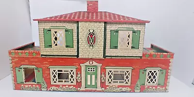 Vintage 1960's T Cohn Marx Tin Litho 2 Story Doll House With Furniture • $69.95