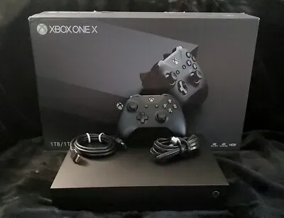 USED Xbox One X 1TB System Console Bundle W/ Controller Cables & Box • $240