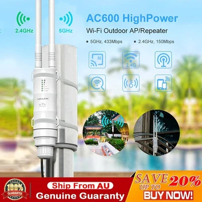 $79.39 • Buy 2.4/5Ghz 300Mbps Outdoor WIFI Router Repeater Extender Signal Booster Network AU