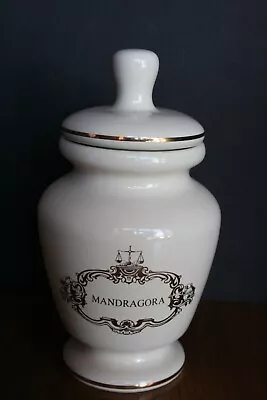 VTG Apothecary Pharmaceutical Jar MANDRAGORA Gold Trim Mandrake Root Jar 8  • $35