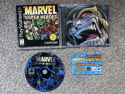 Marvel Super Heroes For PS1 PlayStation Capcom W/ Scratch & Win Sweepstakes Card • $179.95