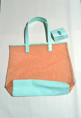 Clinique Sunny Days Orange Teal Large Mesh Beach Swim Tote Bag - Nwt • $8.49