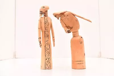 Mexican Folk Art Oaxaca Wood Carved Skeleton Couple Statue Figure Day Dead • $146.32