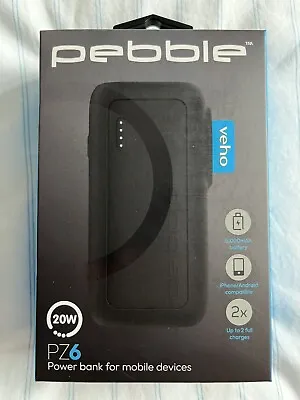Veho PEBBLE PZ-6 Pocket-sized RUGGED POWER BANK 5000mAH Portable Charger • £23.50