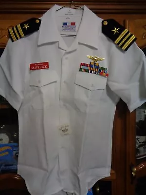 US Navy Pilots Summer White Shirt Maverick TOP GUN USN Costume MEDIUM  MR  NWT • $150.75