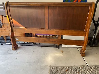 Ethan Allen King-Size Sleigh Bed (No Mattress) Used Good Condition Maple • $1475