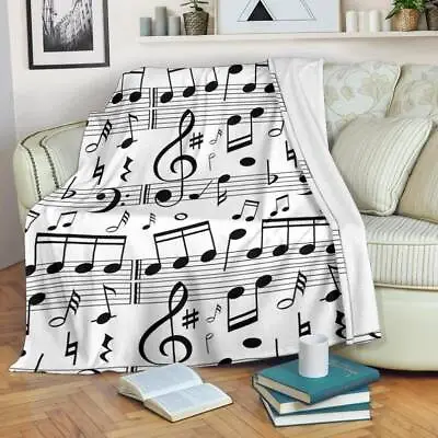 Music Notes Blanket Throw Fleece Cozy Couch Sofa Plush Adult Kid Bedding Gift • $59.99