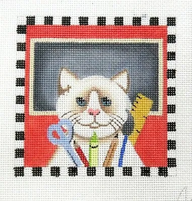 Ginny Diezel / Maggie Teacher Cat Handpainted Needlepoint Canvas • $55.99