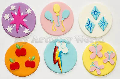 A Set Of 12 Edible My Little Pony Cutie Marks Cupcake Toppers. • $40