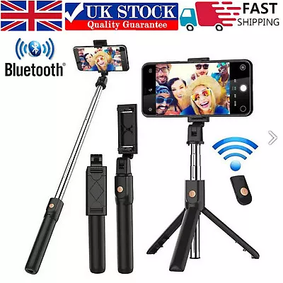 Foldable Selfie Stick Bluetooth Tripod Monopod Phone Holder For IPhone Samsung • £11.98