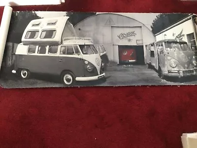 VW THEMED Canvas Print With One Red Van And Two Black And White Vans  • £50