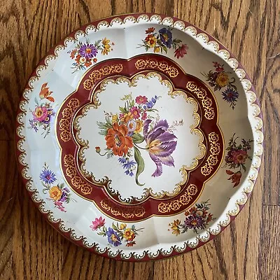 Daher Decorated Ware 1971 Floral Metal Bowl Tray Tin Made In England Vintage 10” • $5.90