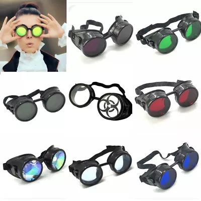 Vintage Steampunk Welding Goggles Rave Kaleidoscope Glasses Mad Scientist Cyber • $12.99