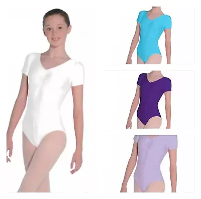 £5.95 • Buy Short Sleeve Leotard Ruched Front Lycra Roch Valley Jeanette - 3 Colours NEW