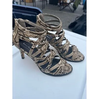 Michael Antonio High Heels Snake Skin Shoes Sandals Open Toes Size 9 • $12