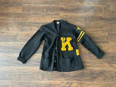 Vintage Letterman Knit Big Letter  K  Varsity Cardigan Sweater See Measurements • $29.99