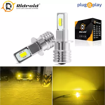 Pair H3 3000K Yellow 100W High Power LED Fog Light Driving Bulb DRL • $11.98