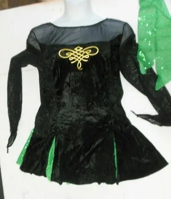  Irish Dance Costume Black Velvet Dress W/Sequin Underskirt Trunks  Ladies Plus  • $41.59