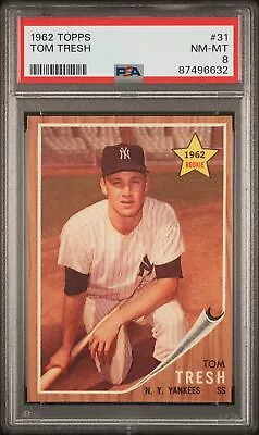 1962 Topps Tom Tresh #31 PSA 8 NEW LABEL VINTAGE BASEBALL ROOKIE • $70