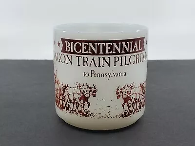 VTG FEDERAL Milk Glass Coffee Mug 1776 Bicentennial Wagon Train Pilgrimage • $7.56