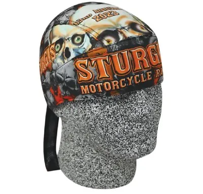 Sturgis Motorcycle Rally 2023 Skull Platinum Durag Doo Rag Cap Biker Sweatband • $10.95