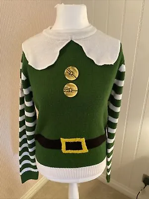 Elf Green Ladies Christmas Jumper  Size XS • £12