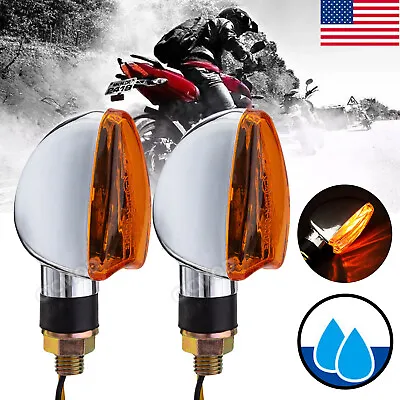 2X Motorcycle Turn Signals Light Blinker Indicator Light Chrome Amber Universal • $9.99