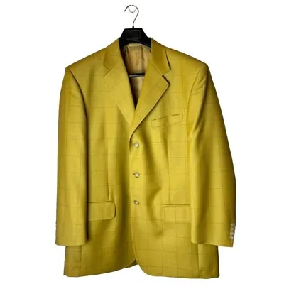 Cantarelli Concilio Yellow Wool Single Breasted 3 Button Close Blazer Size 42 • $127.49