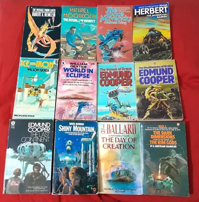 12 Vintage Science Fiction Books: Ballard Cooper Herbert Heinlein Moorcock.. • £10