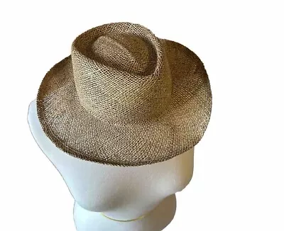 VINTAGE Unisex Tan Imperial Headwear Full Brim Straw Panama Hat Sun Hat Beach • $40