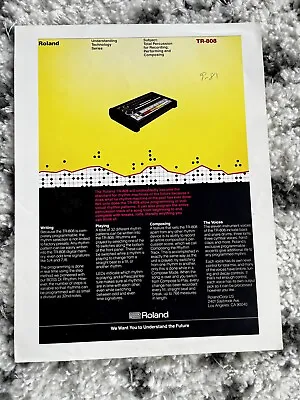 Uber Rare Vintage Roland TR-808 Drum Machine 1 Page Brochure / Ad / Flyer 1981 • $29.90