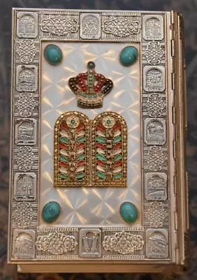 Antique Judaica Tanakh Tanach Bible Metal Bejeweled Cover Full Size Art Sinai • $149.99