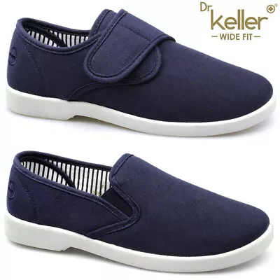 Mens Wide Fit Canvas Shoes Slip On Casual Boat Deck Loafers Sailor Driving Shoes • £14.95