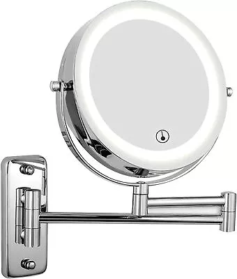 LED Light Wall Mounted 360° Extending Makeup Bathroom Shaving Double Side Mirror • £18.95